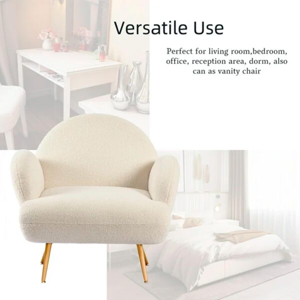 XINMICS White Accent Chair Reading Sofa for Living Room Bedroom - Image 3